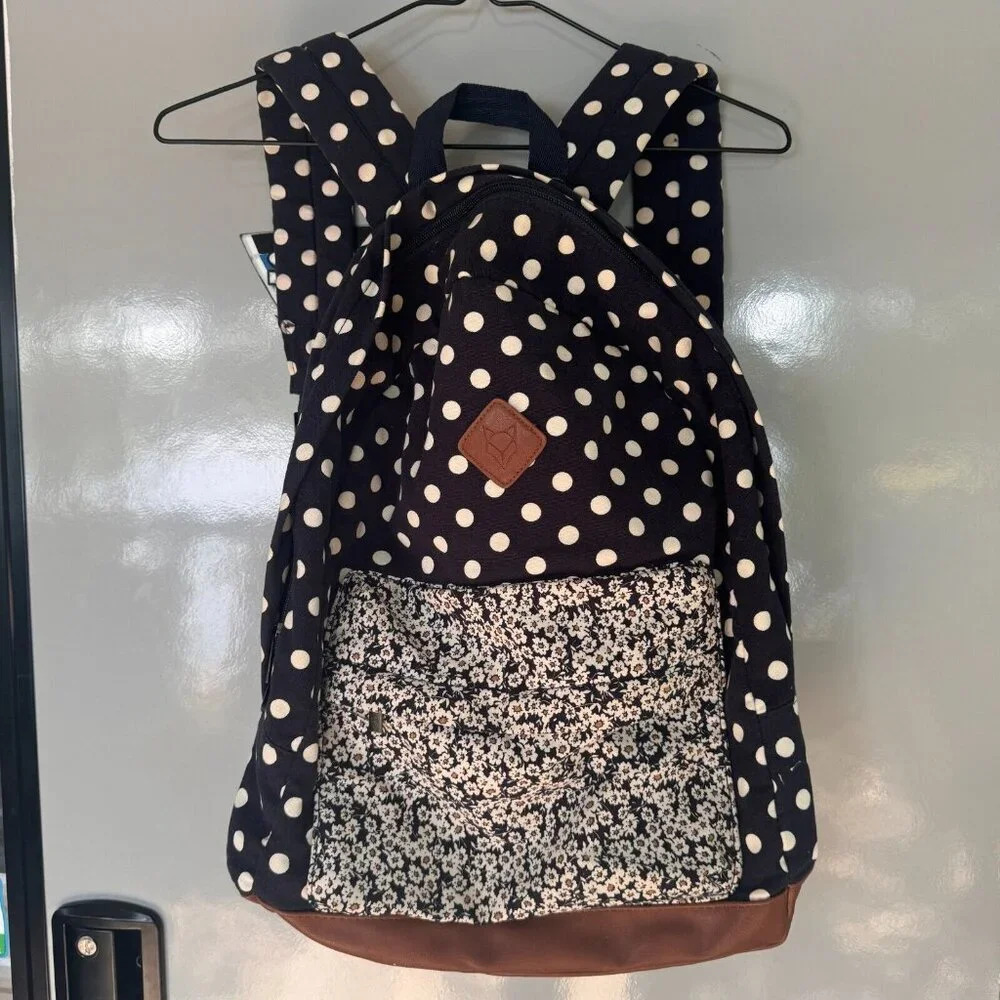 Prince and Fox polka dot/floral backpack EUC
